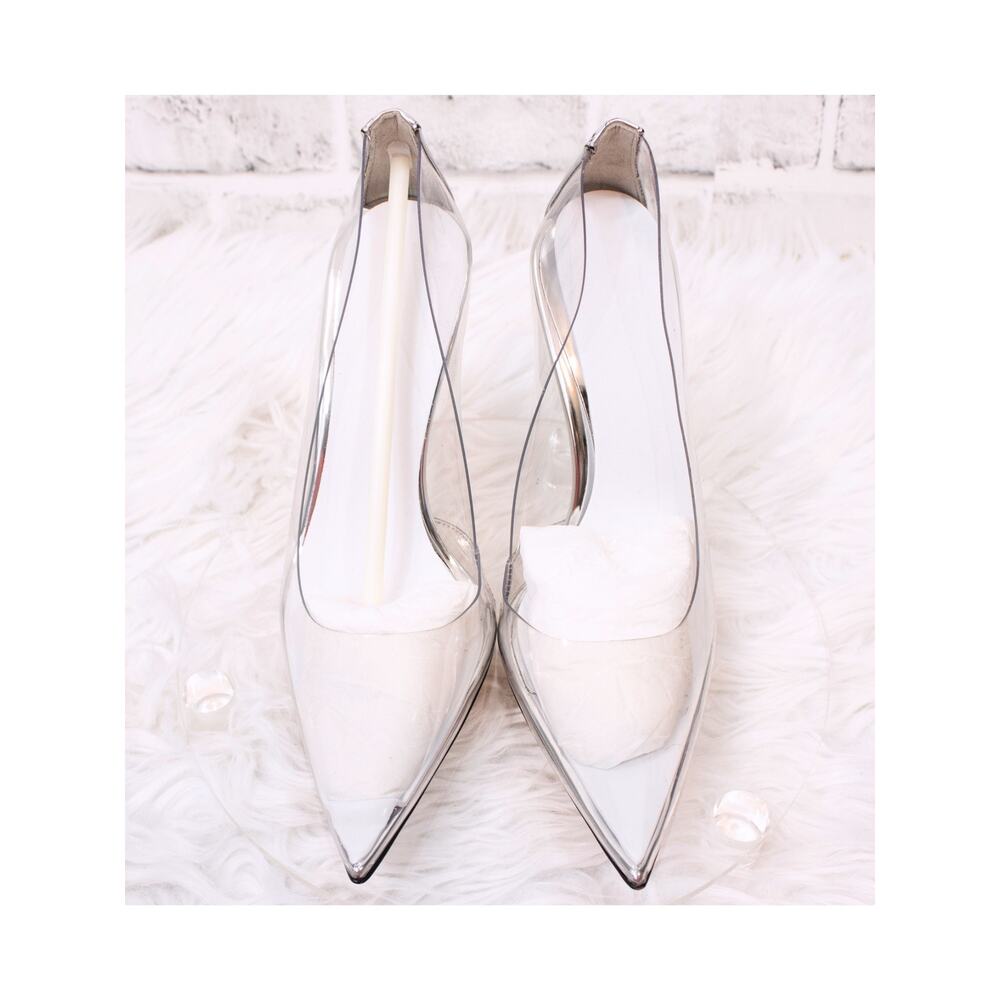 Good American Clear High Heels Pumps Size 7 Formal Party Cinderella Pointed Toe - Picture 2 of 6